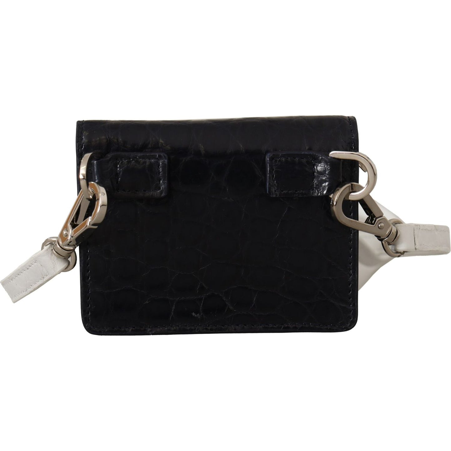 Dolce & Gabbana Blue White Caiman Leather Strap Card Holder Wallet VAS130280