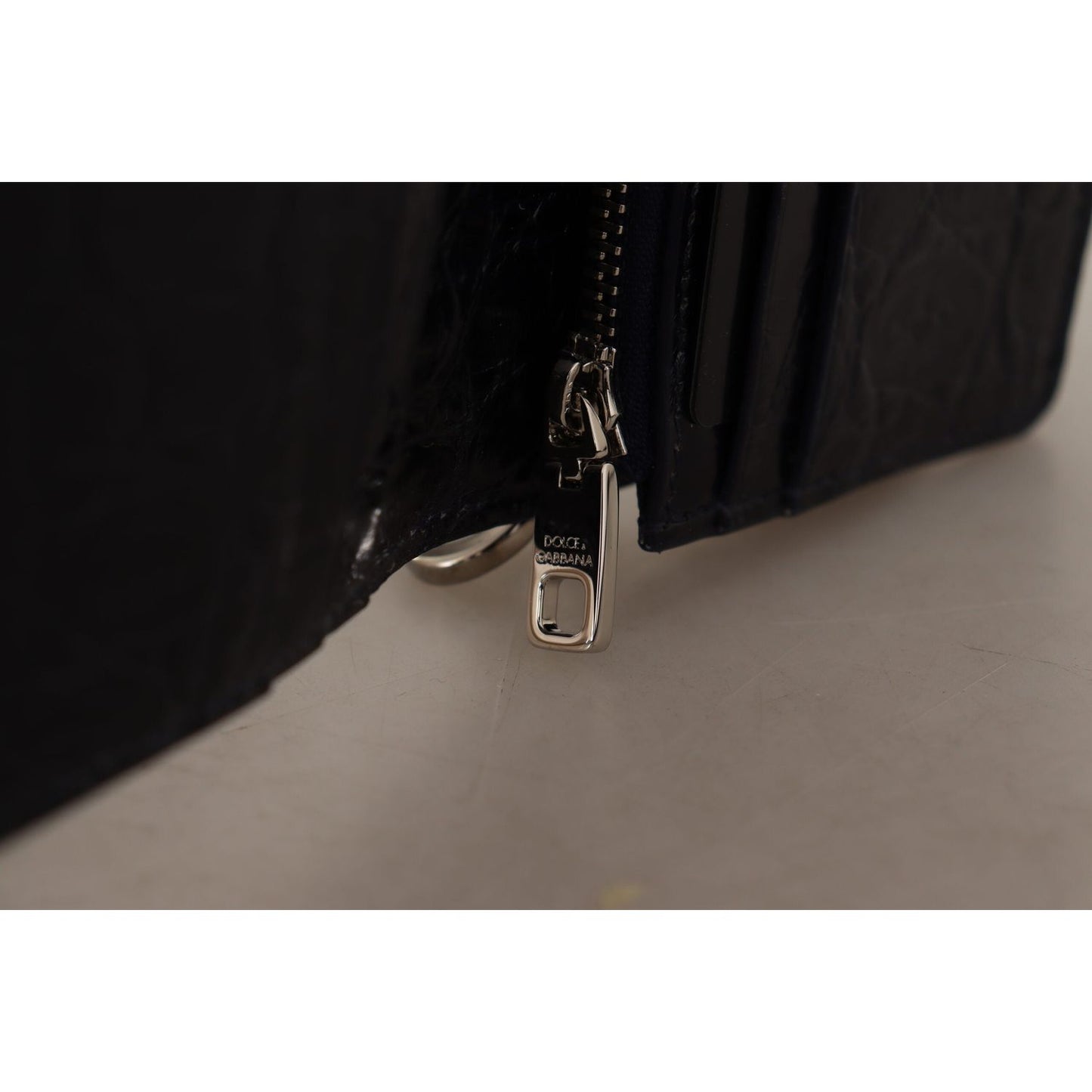 Dolce & Gabbana Blue White Caiman Leather Strap Card Holder Wallet VAS130280