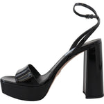 Prada Black Patent Sandals Ankle Strap Heels Leather LA10141-35