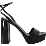 Prada Black Patent Sandals Ankle Strap Heels Leather LA10141-35