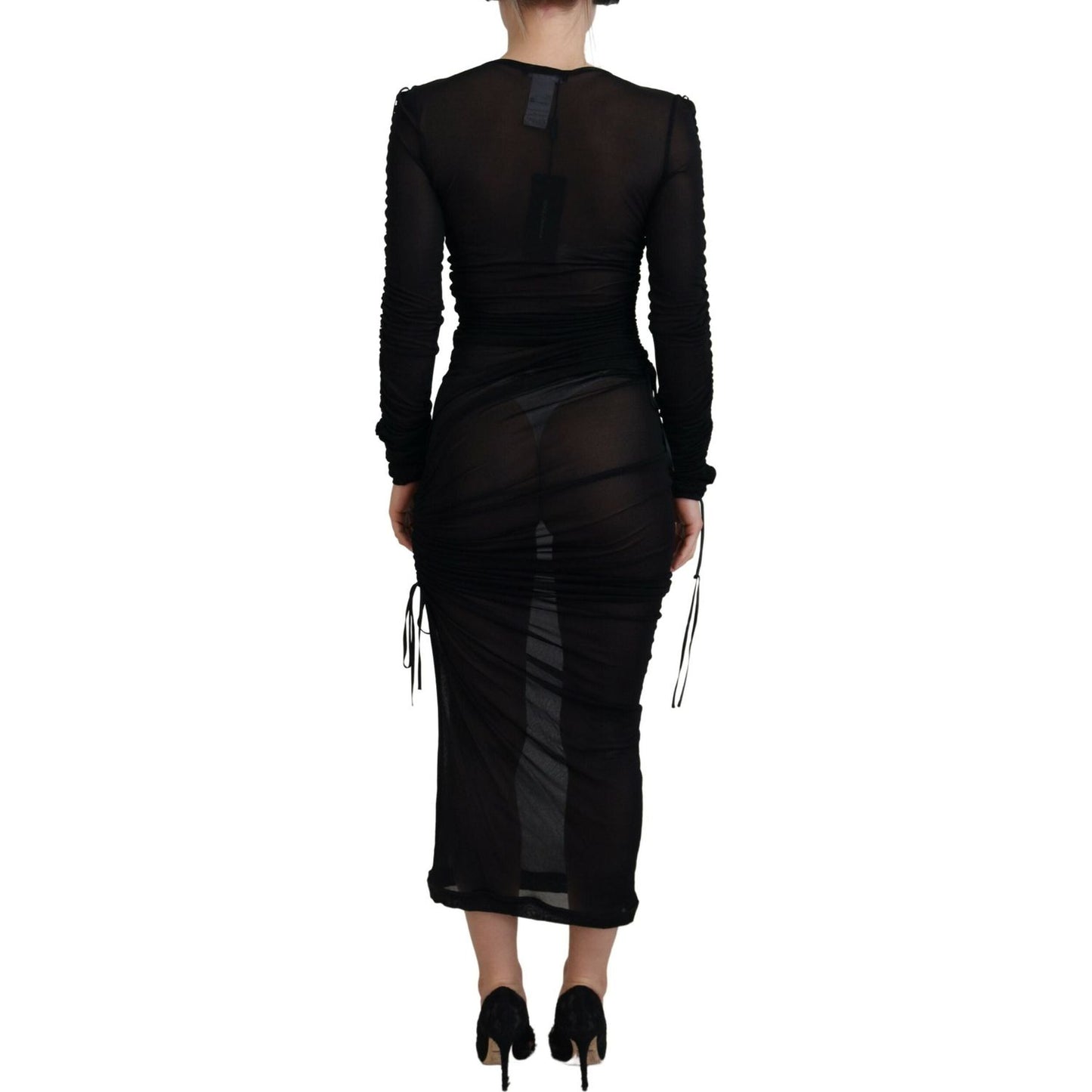 Dolce & Gabbana Black Viscose Bodycon Sheath Midi Dress DR28892-36