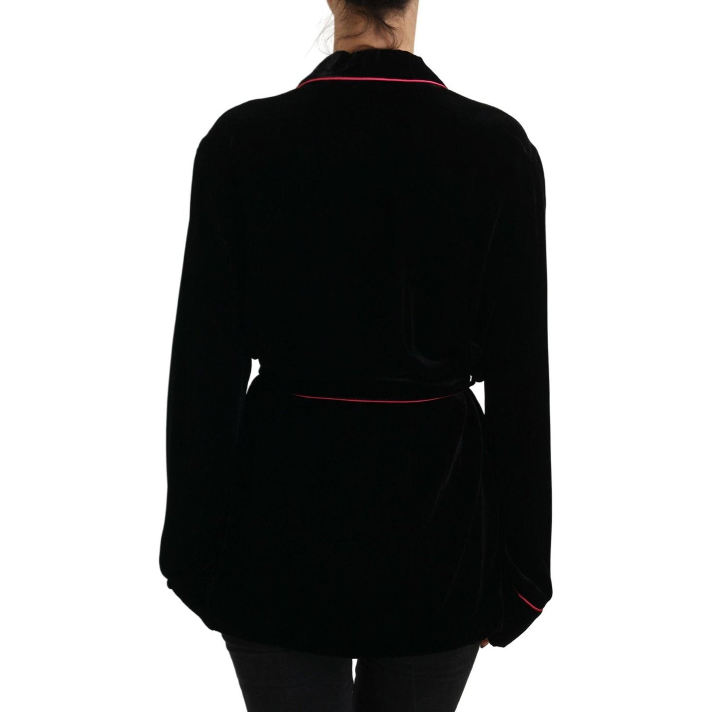 Dolce & Gabbana Black Button Belted Blazer Viscose Jacket JKT3503 -38