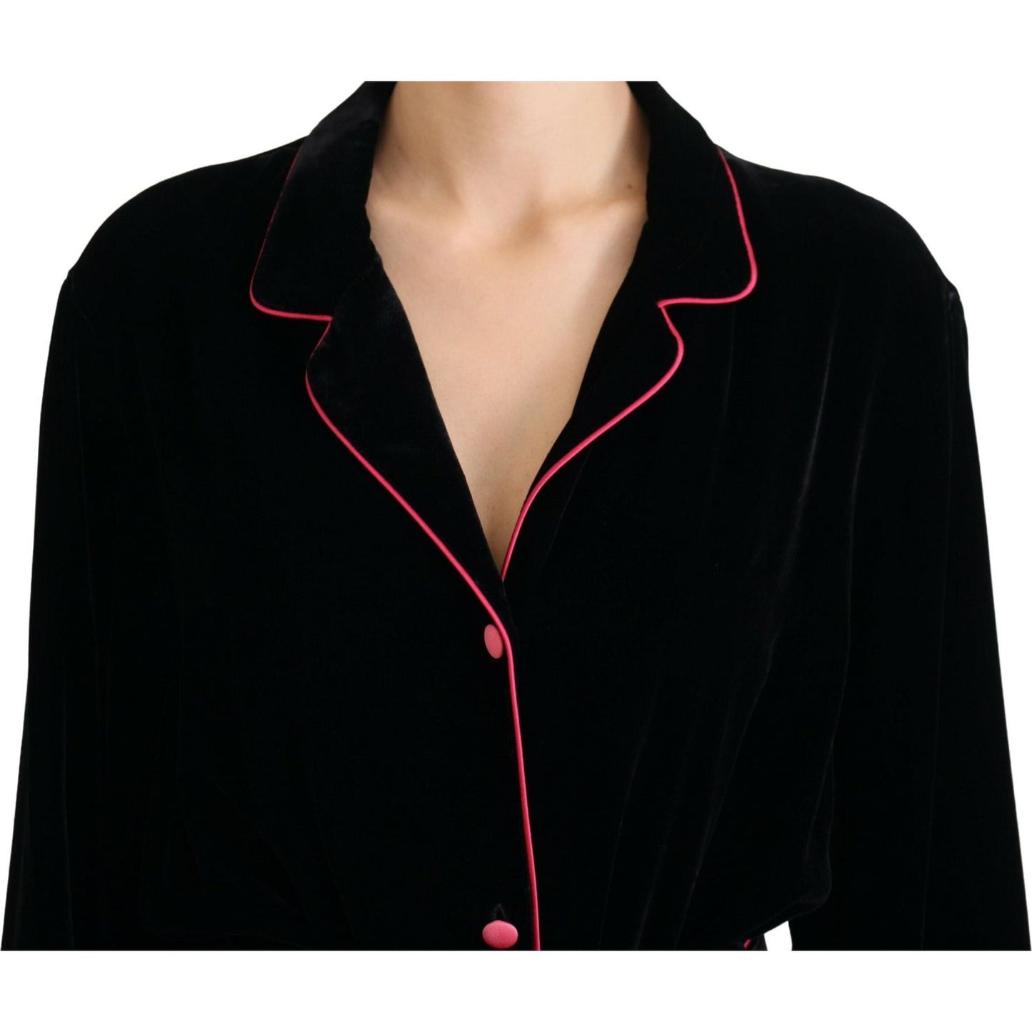 Dolce & Gabbana Black Button Belted Blazer Viscose Jacket JKT3503 -38