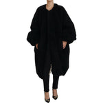 Dolce & Gabbana Black Cashmere Blend Faux Fur Coat Jacket JKT3500- 40