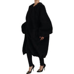 Dolce & Gabbana Black Cashmere Blend Faux Fur Coat Jacket JKT3500- 40