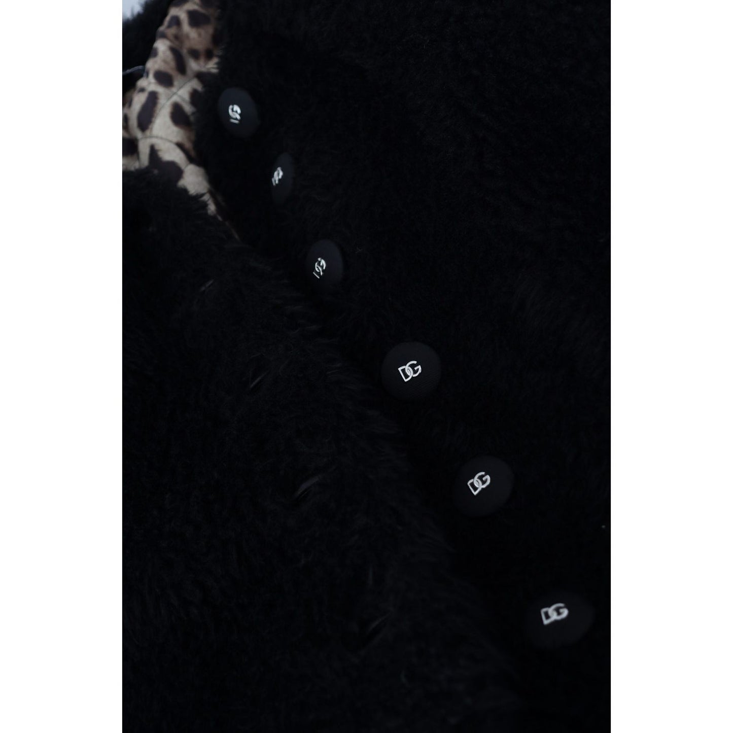 Dolce & Gabbana Black Cashmere Blend Faux Fur Coat Jacket JKT3500- 40