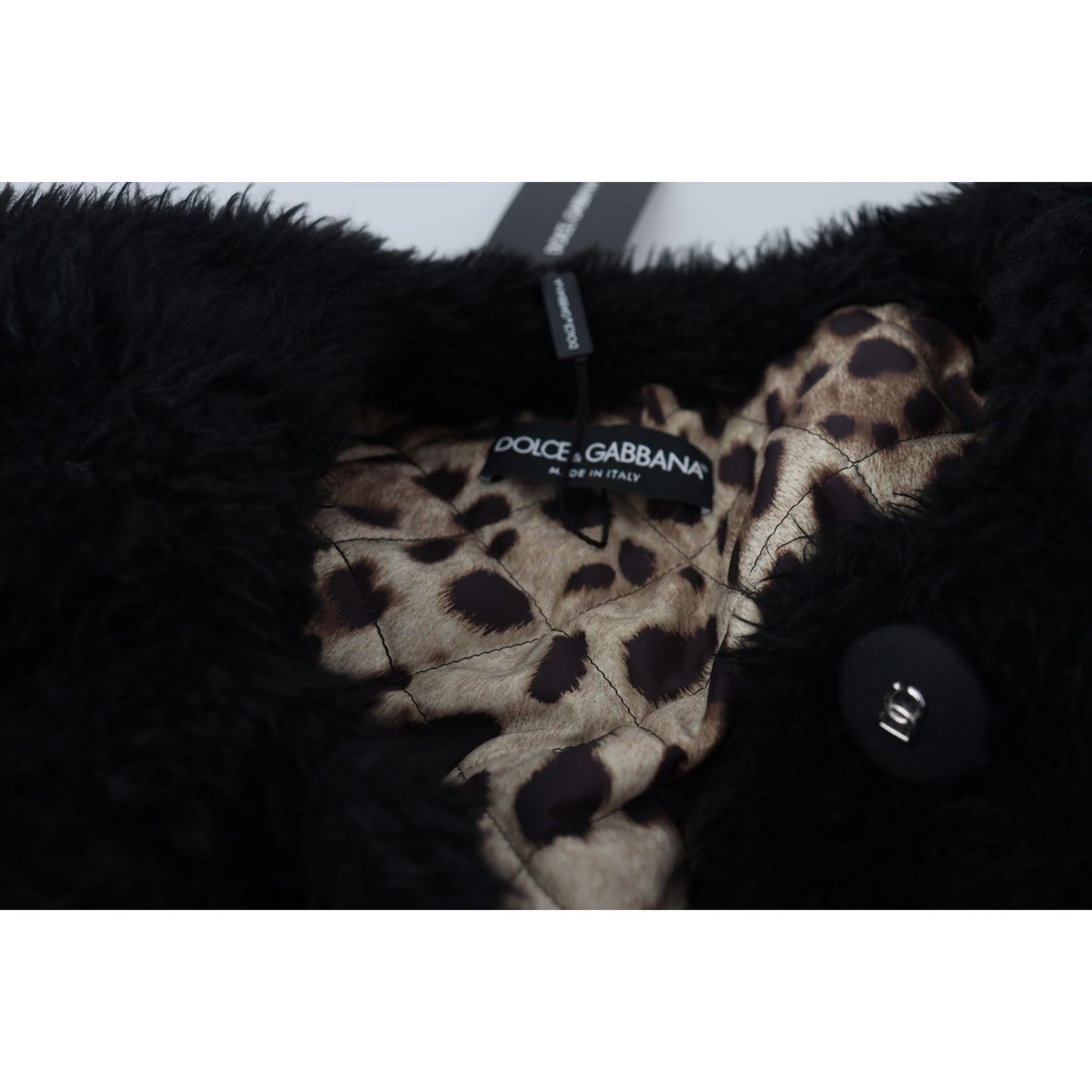Dolce & Gabbana Black Cashmere Blend Faux Fur Coat Jacket JKT3500- 40