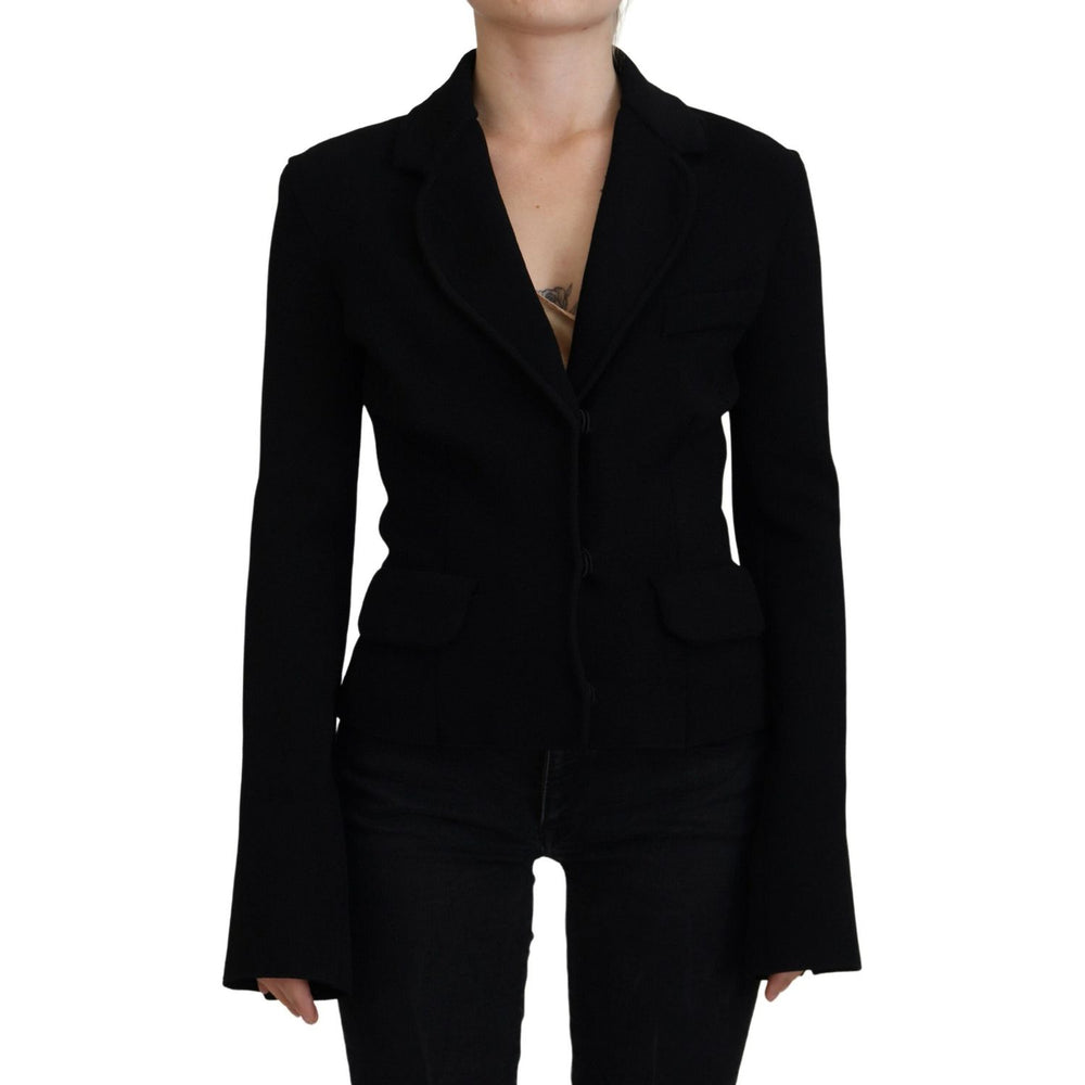 Dolce & Gabbana Black Button Cardigan Blazer Viscose Jacket JKT3553- 38