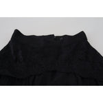 Dolce & Gabbana Black Silk Lace Trim High Waist Midi Skirt SKI1908 - 40