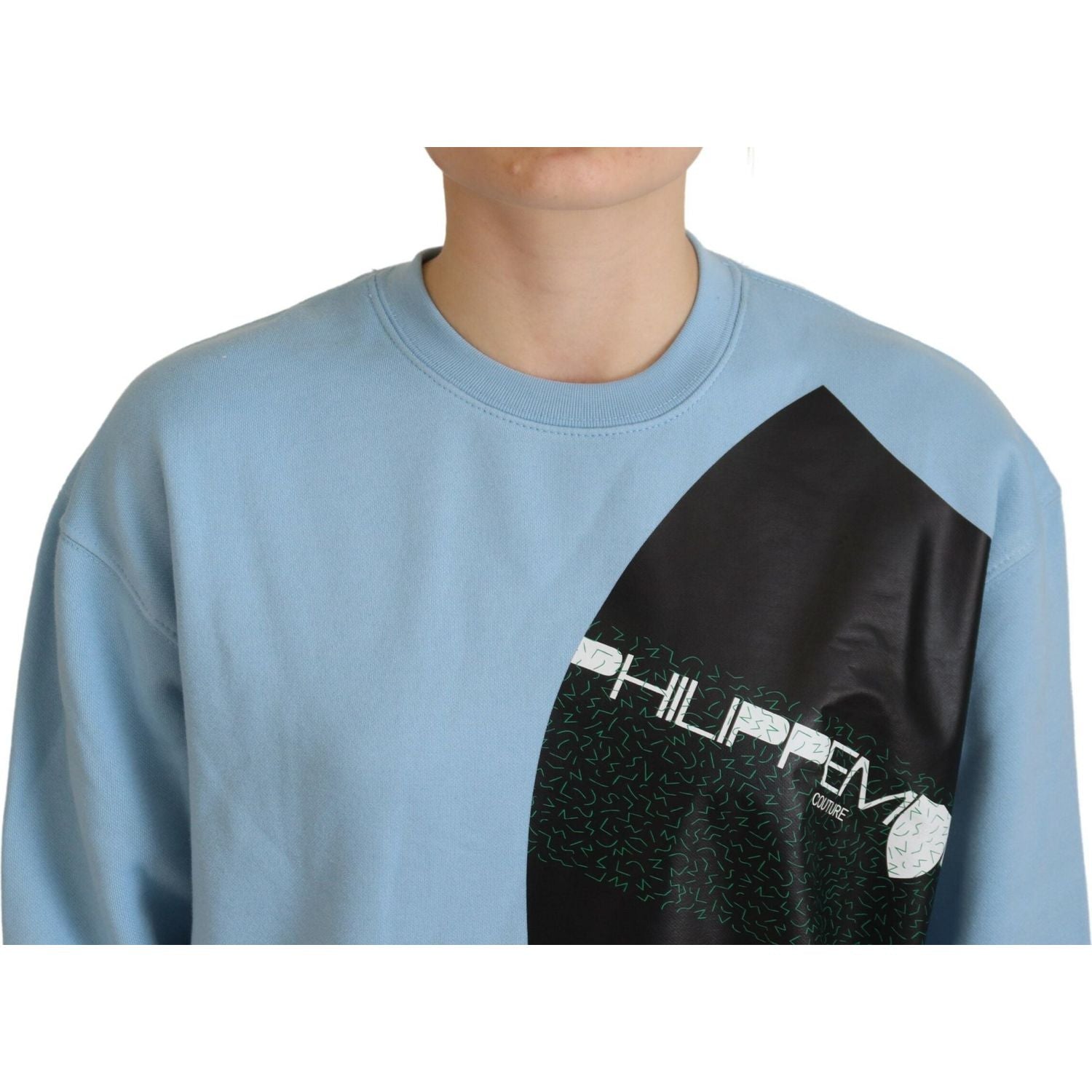 Philippe Model Light Blue Logo Printed Long Sleeves Sweater
