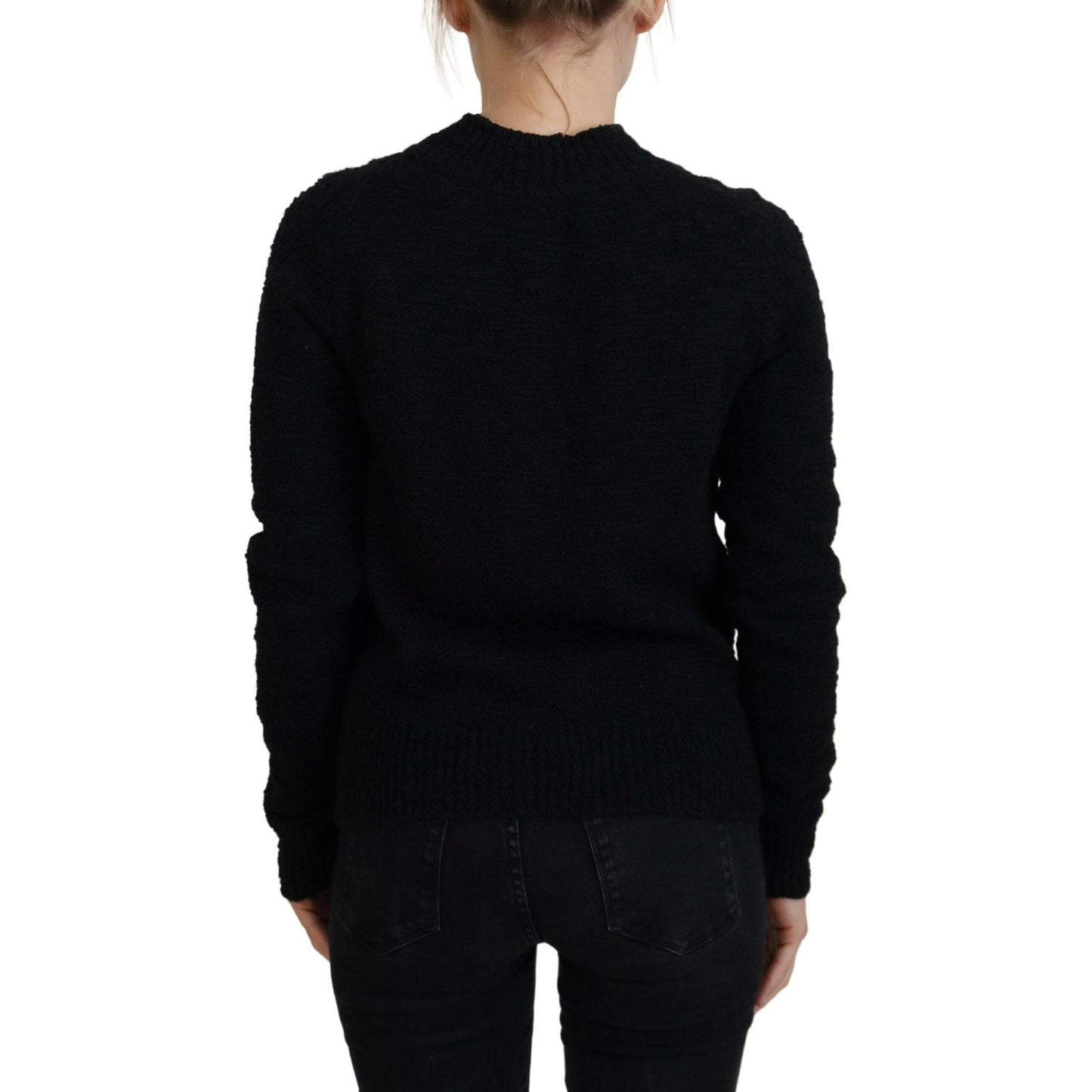 Dolce & Gabbana Black Wool Knit Crewneck Pullover Sweater TSH83691- 40