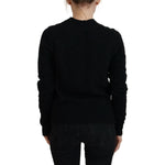 Dolce & Gabbana Black Wool Knit Crewneck Pullover Sweater TSH83691- 40