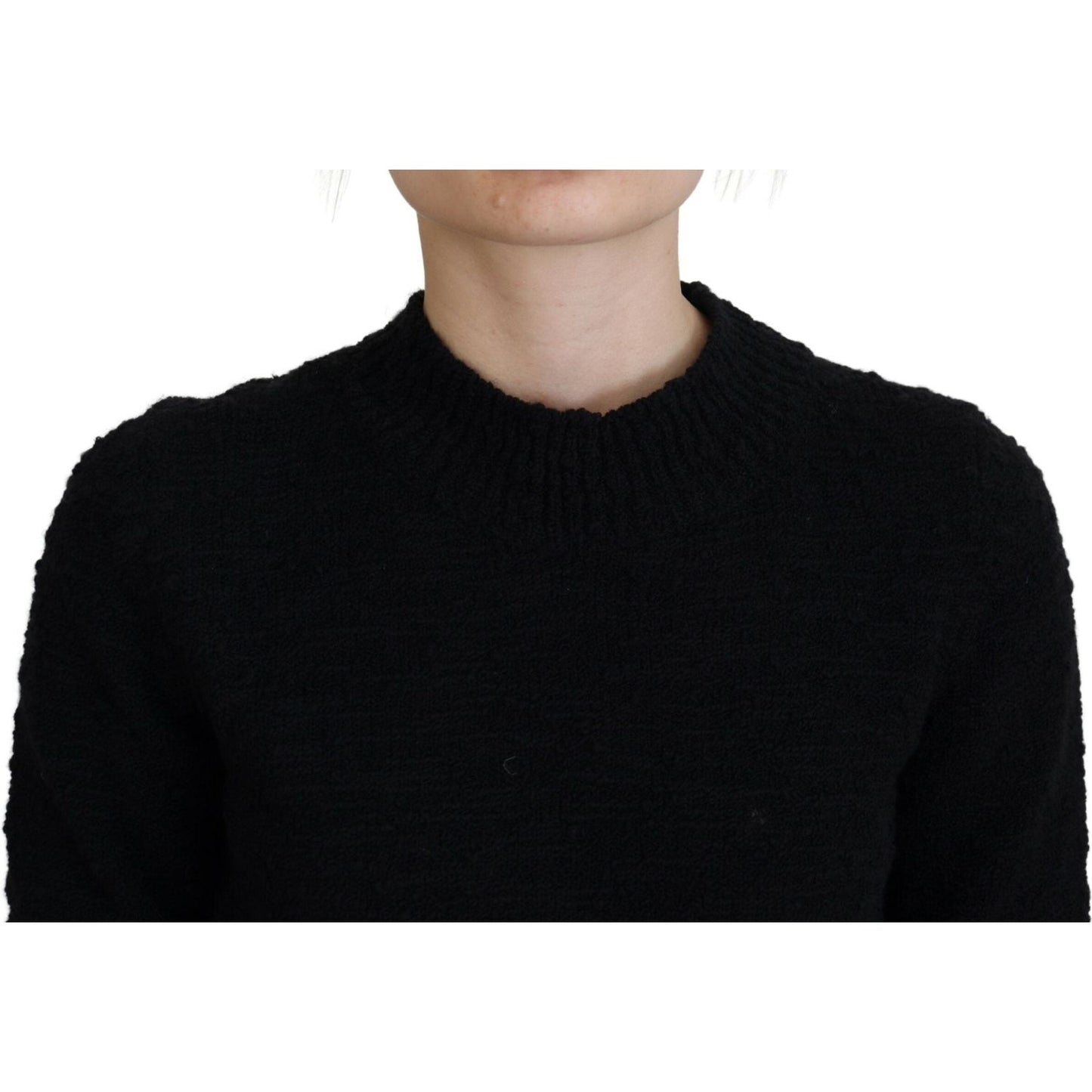 Dolce & Gabbana Black Wool Knit Crewneck Pullover Sweater TSH83691- 40