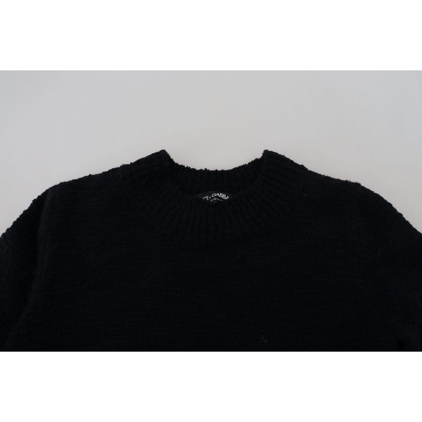 Dolce & Gabbana Black Wool Knit Crewneck Pullover Sweater TSH83691- 40