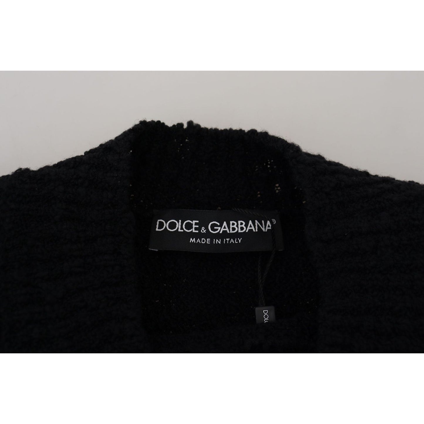 Dolce & Gabbana Black Wool Knit Crewneck Pullover Sweater TSH83691- 40