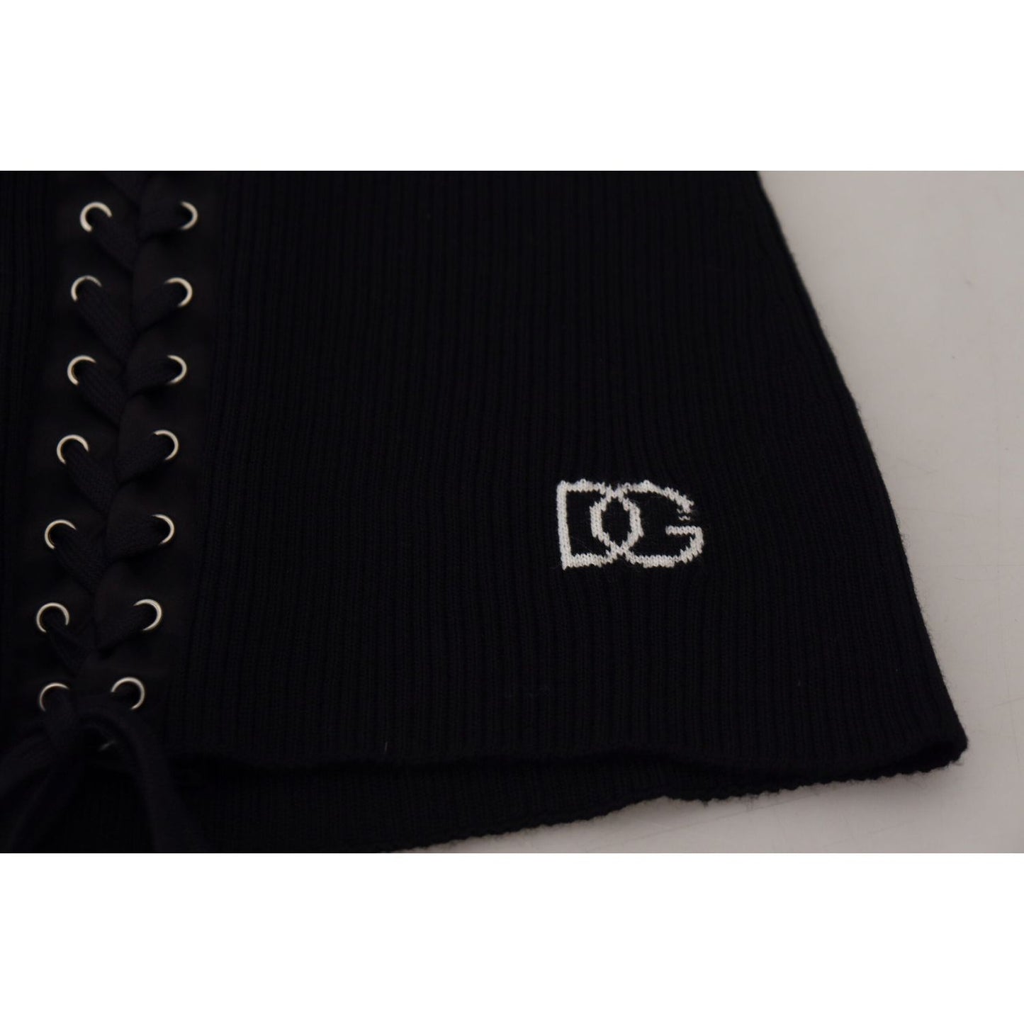 Dolce & Gabbana Black Wool Knitted Tie Up Slim Fit Sweater TSH83698- 40