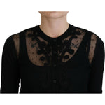 Dolce & Gabbana Black Floral Lace Button Cardigan Sweater TSH83743- 38