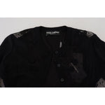 Dolce & Gabbana Black Floral Lace Button Cardigan Sweater TSH83743- 38