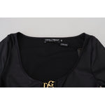 Dolce & Gabbana Black Cotton Stretch Open Chest 3/4 Sleeve Top TSH83726- 40