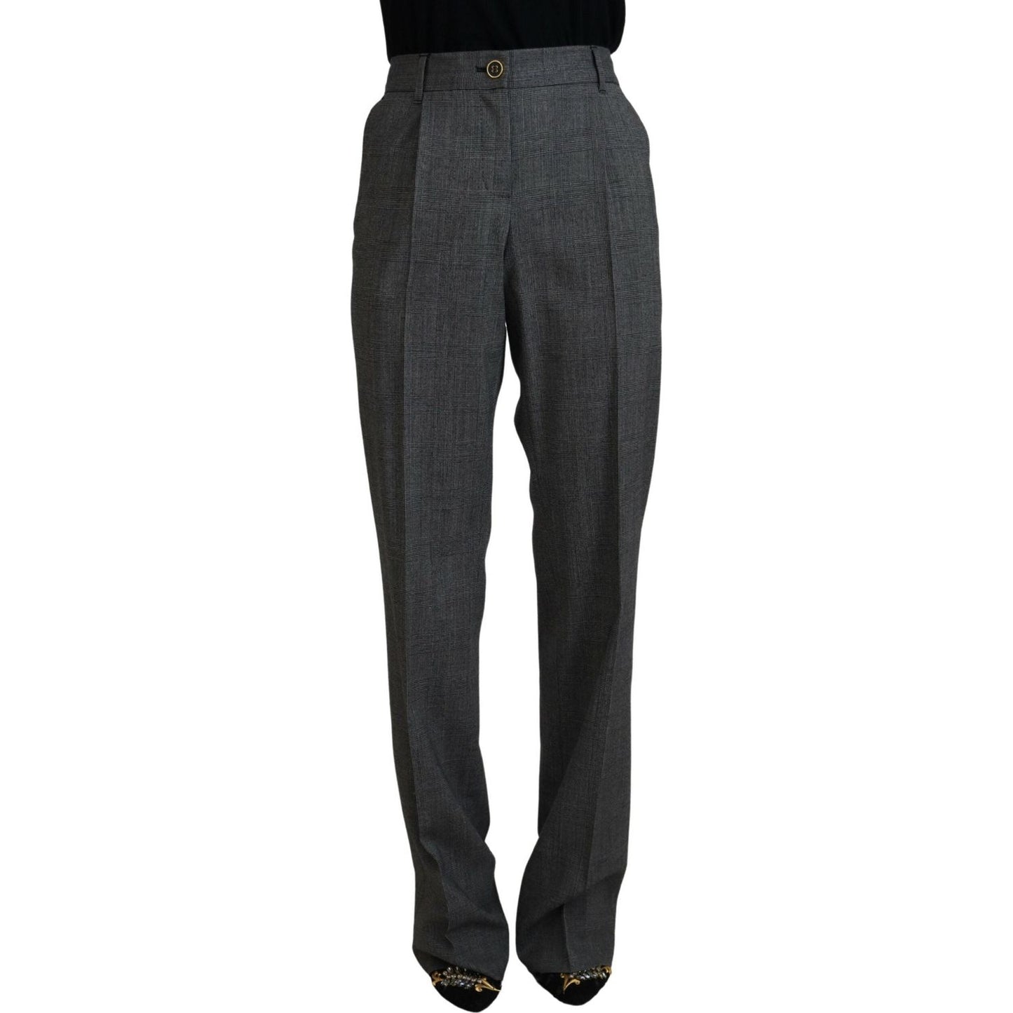 Dolce & Gabbana Gray High Waist Women Wool Pants PAN74210-40
