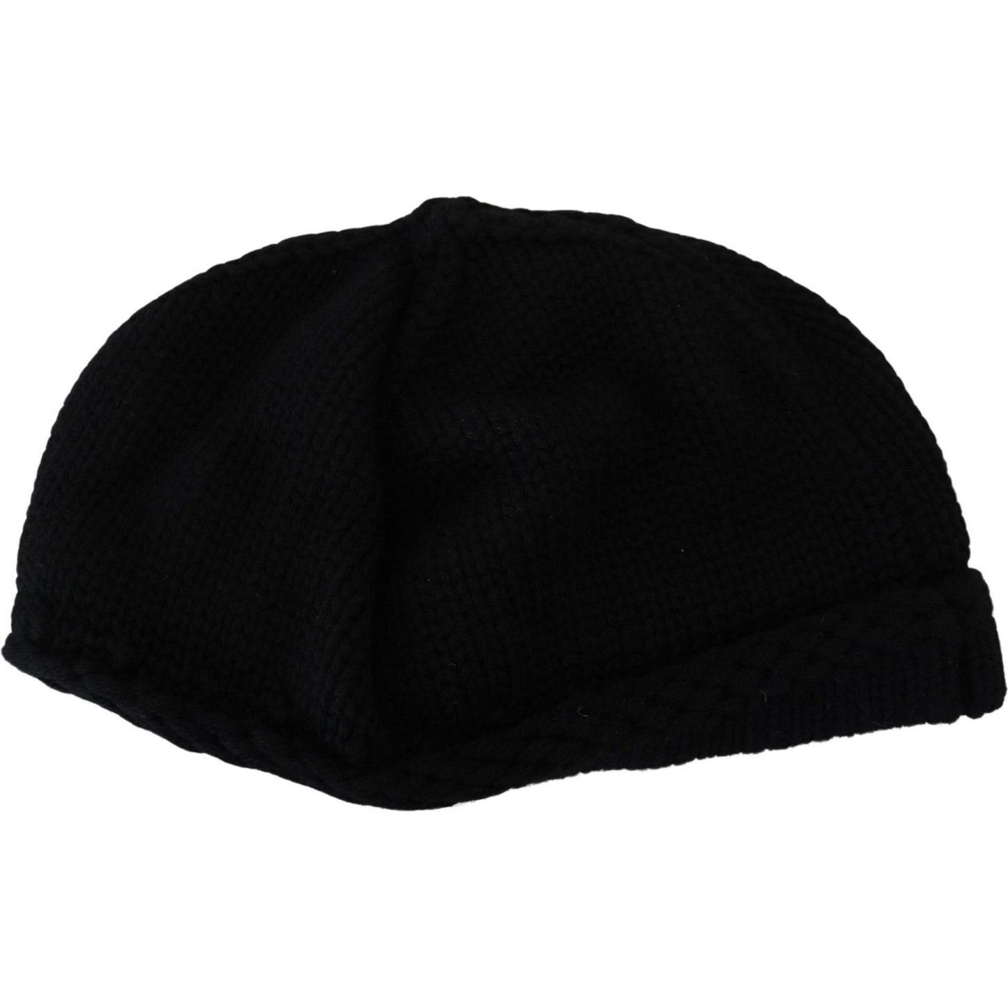 Dolce & Gabbana Black Virgin Wool Women Winter Beanie Cap Hat HAT9448