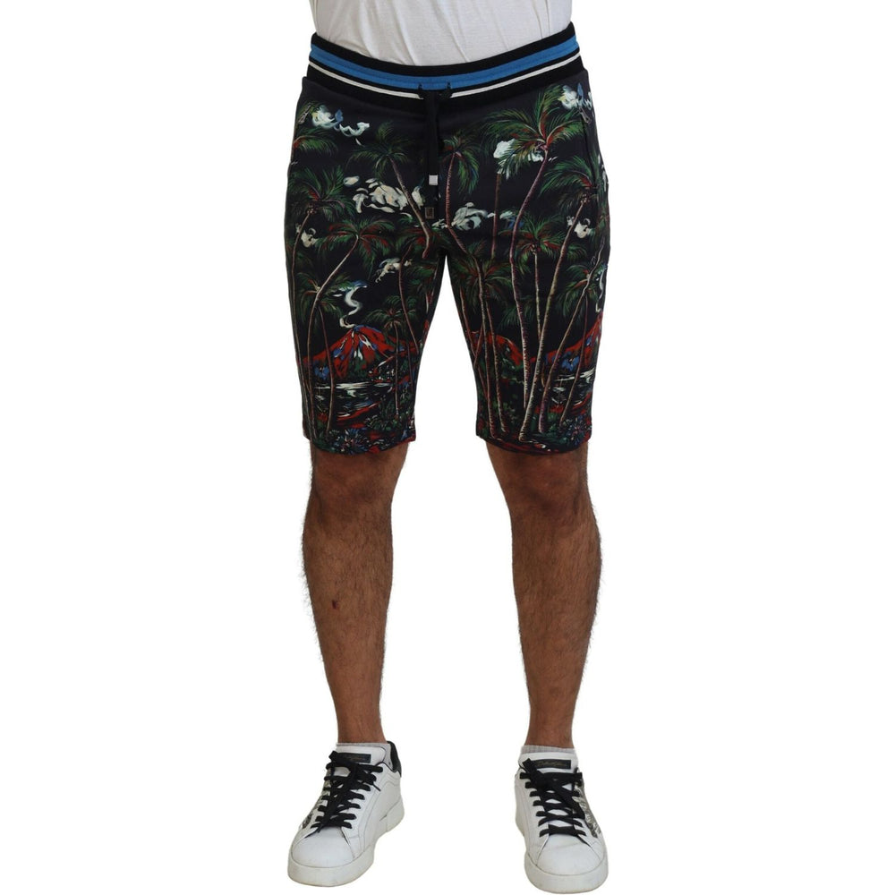 Dolce & Gabbana Black Cotton Volcano Print Casual Shorts PAN74748-44