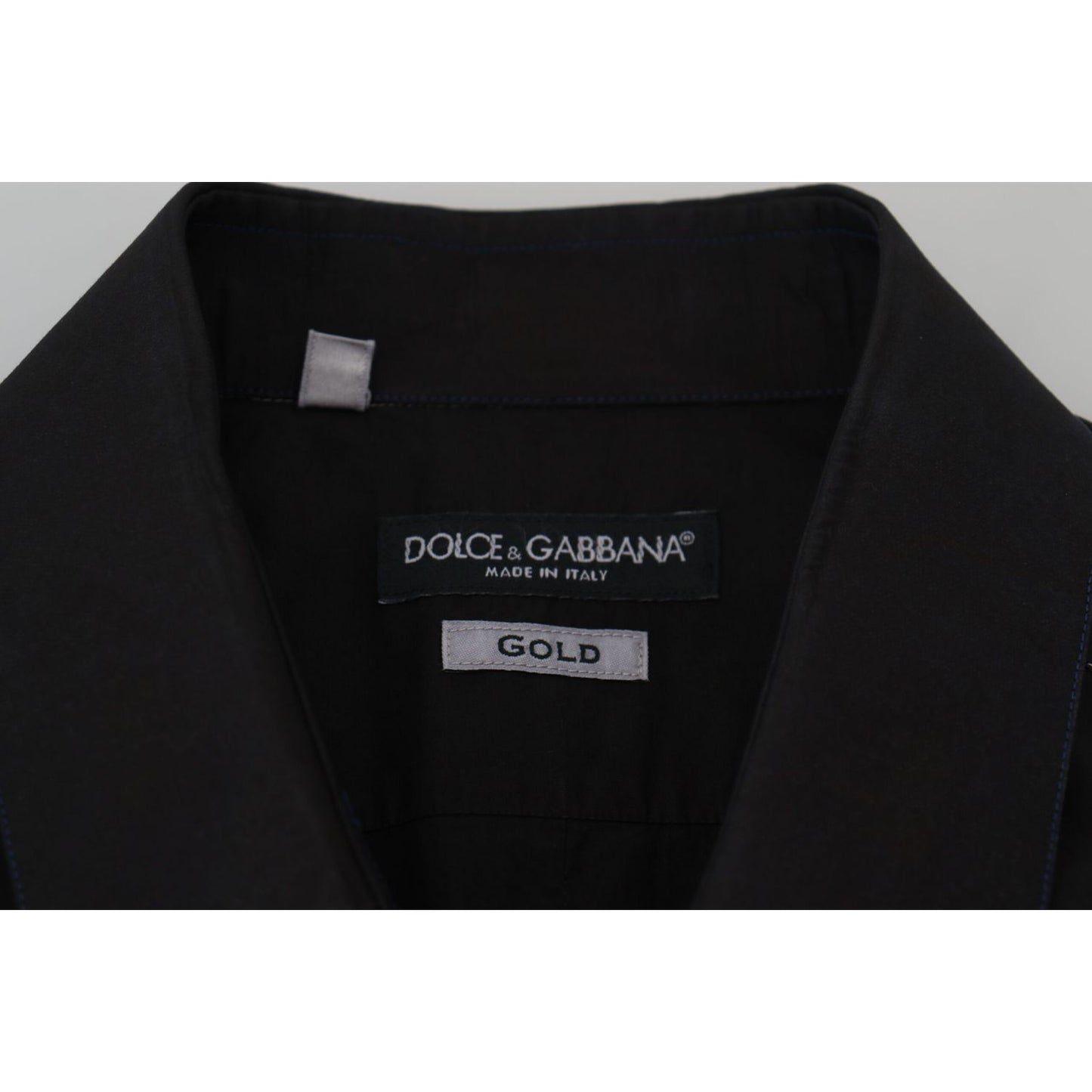 Dolce & Gabbana Black Cotton Collared Long Sleeve GOLD Shirt TSH83816-41