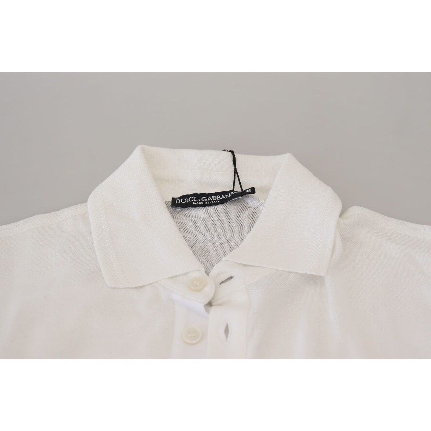 Dolce & Gabbana White Cotton Logo Short Sleeve Polo T-shirt