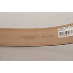Dolce & Gabbana Black Calf Leather Brown Backend Metal Buckle Belt BEL8553- 75