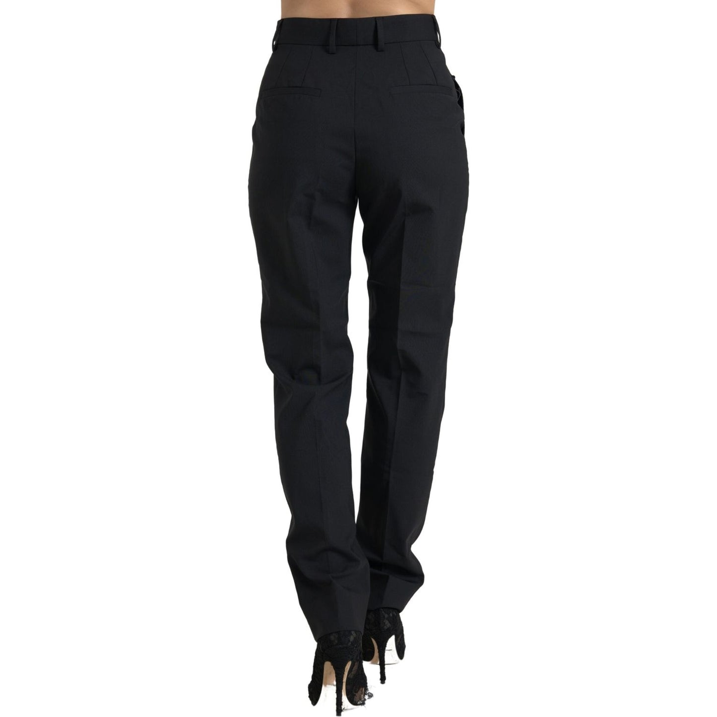 Dolce & Gabbana Black Wool High Waist Tapered Pants PAN74763-38