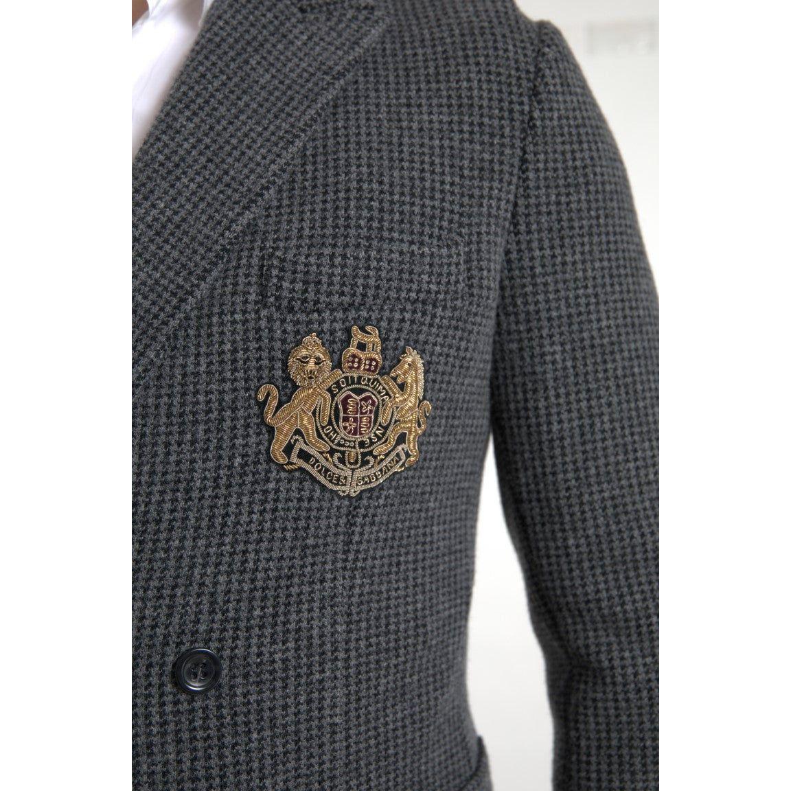 Dolce & Gabbana Gray Logo Embroidery Double Breasted Blazer JKT3681-48
