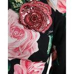 Dolce & Gabbana Black Floral Embellished Lace A-line Dress DR281024-40