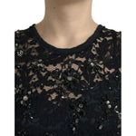 Dolce & Gabbana Black Floral Lace Crystal Sheath Dress GSD12635-40