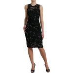 Dolce & Gabbana Black Floral Lace Crystal Sheath Dress GSD12635-40