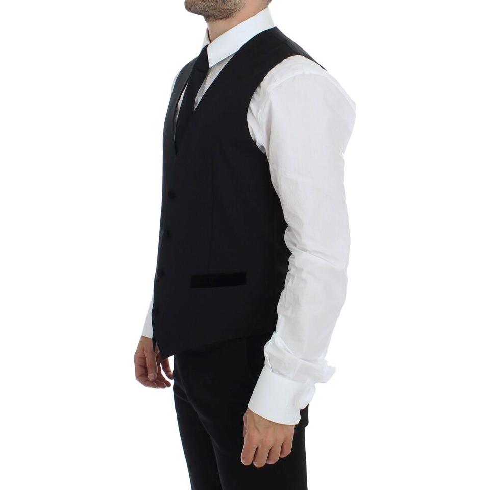 Dolce & Gabbana Black Wool Formal Dress Vest Gilet Weste GSS12055-1