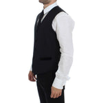 Dolce & Gabbana Black Wool Formal Dress Vest Gilet Weste GSS12055-1