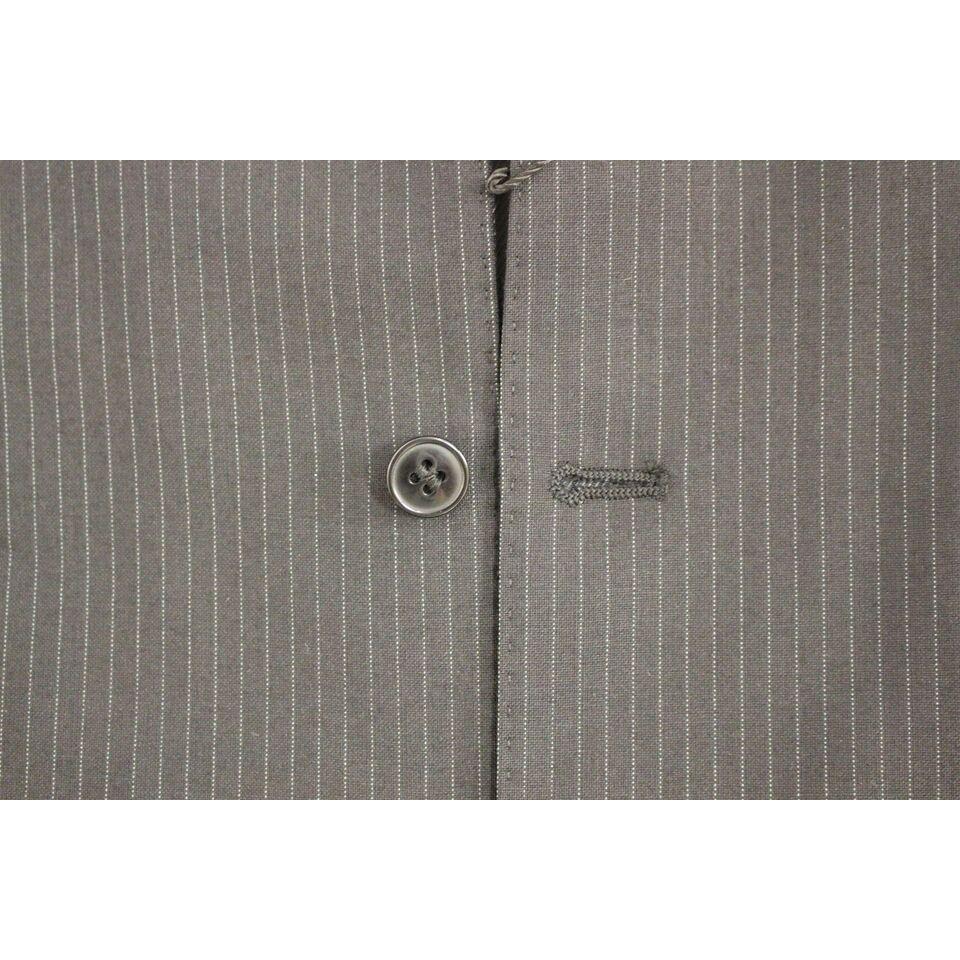 Dolce & Gabbana Black Striped Wool Single Breasted Vest GSS12006-1