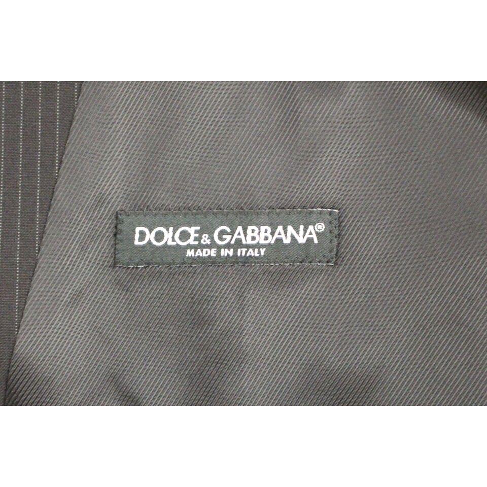 Dolce & Gabbana Black Striped Wool Single Breasted Vest GSS12006-1