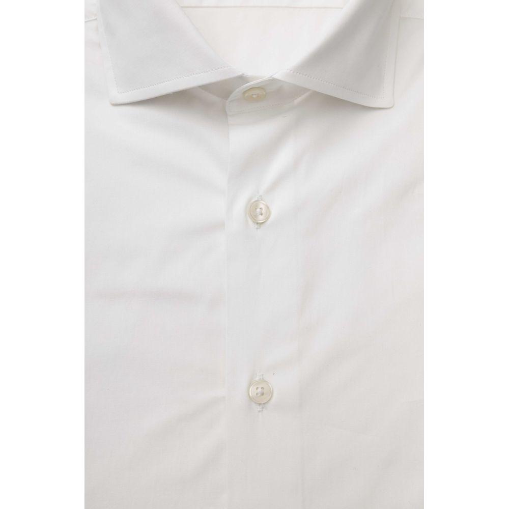 Bagutta White Cotton Men's Shirt Slim Fit With French Collar