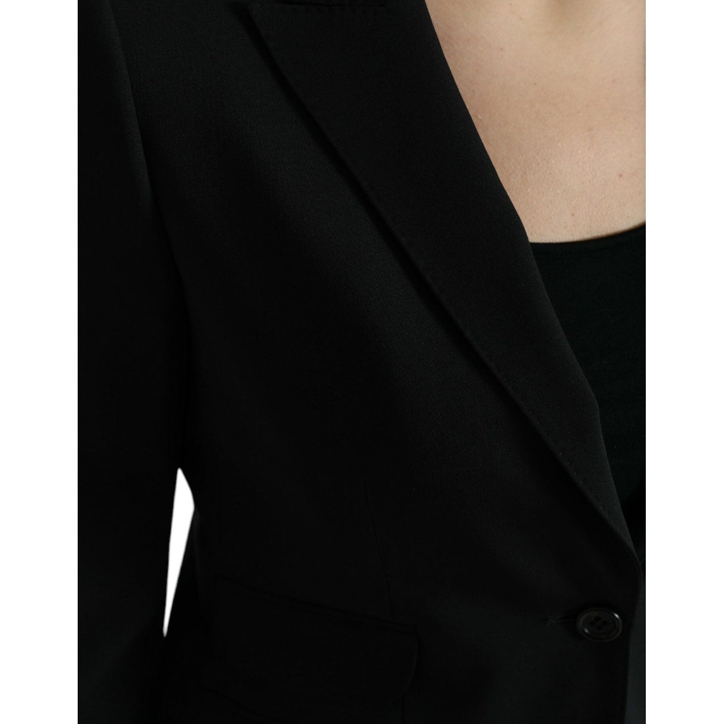 Dolce & Gabbana Black Wool Single Breasted Blazer Coat Jacket JKT3744-40