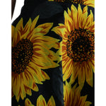 Dolce & Gabbana Black Sunflower Print Nylon A-line Midi Dress DR28941-42