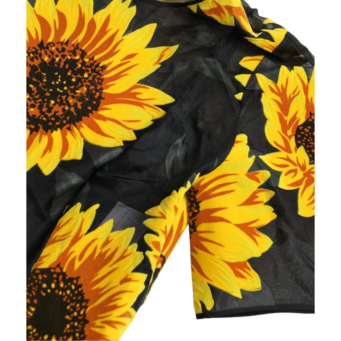Dolce & Gabbana Black Sunflower Print Nylon A-line Midi Dress DR28941-42