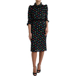 Dolce & Gabbana Black Polka Dot Ruffle Cotton Midi Dress DR28977-40