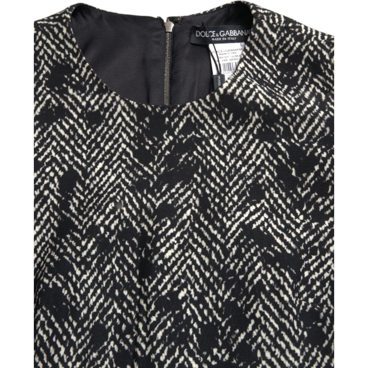 Dolce & Gabbana Black Chevron Polyester Shift Mini Dress DR28984-40