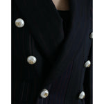 Dolce & Gabbana Black Striped SICILIA Double Breasted Jacket JKT3730-44