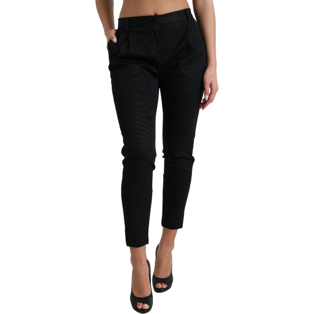 Dolce & Gabbana Black Mid Waist Skinny Cropped Pants PAN74973-40
