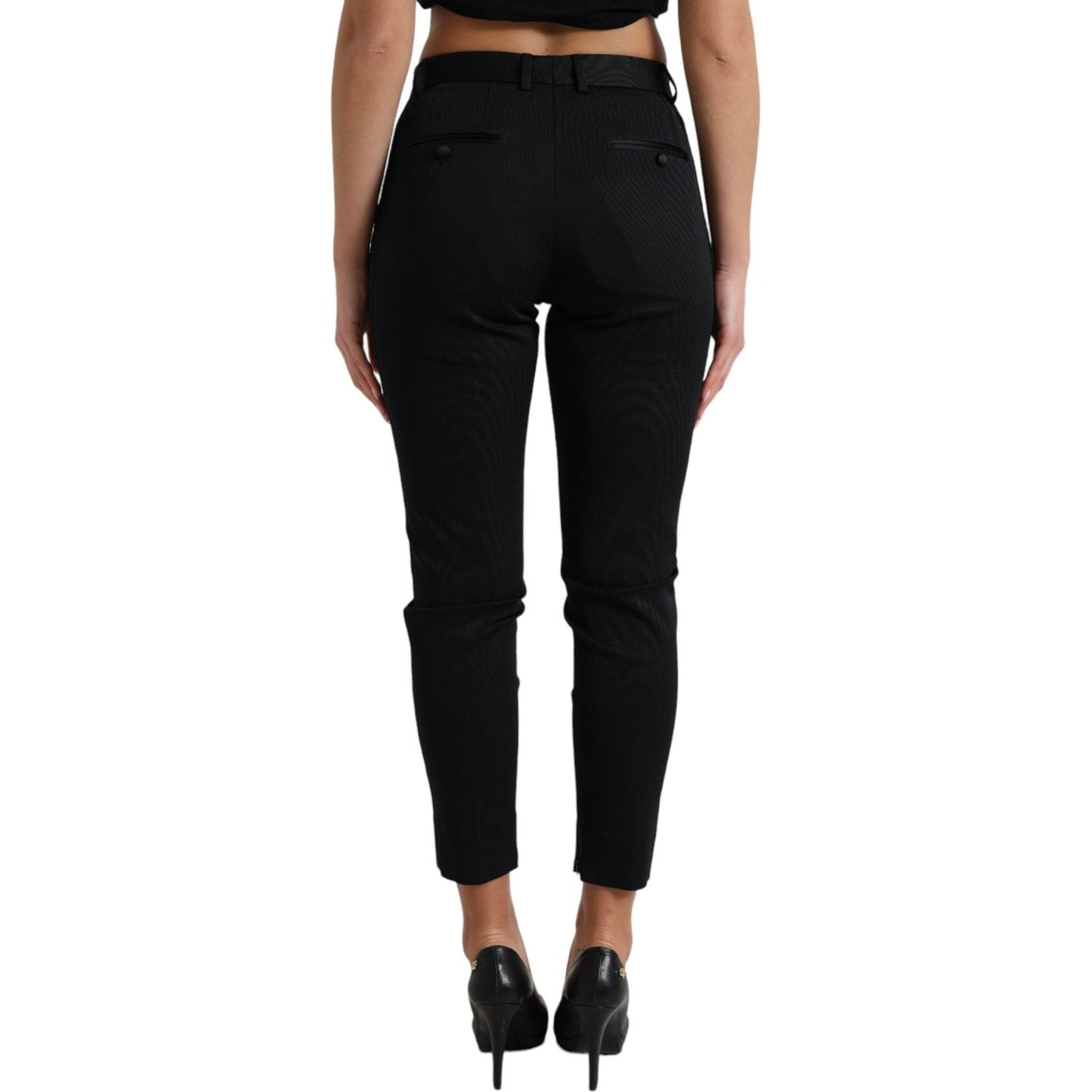 Dolce & Gabbana Black Mid Waist Skinny Cropped Pants PAN74973-40