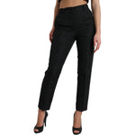 Dolce & Gabbana Black Polyester High Waist Tapered Pants PAN74967-42