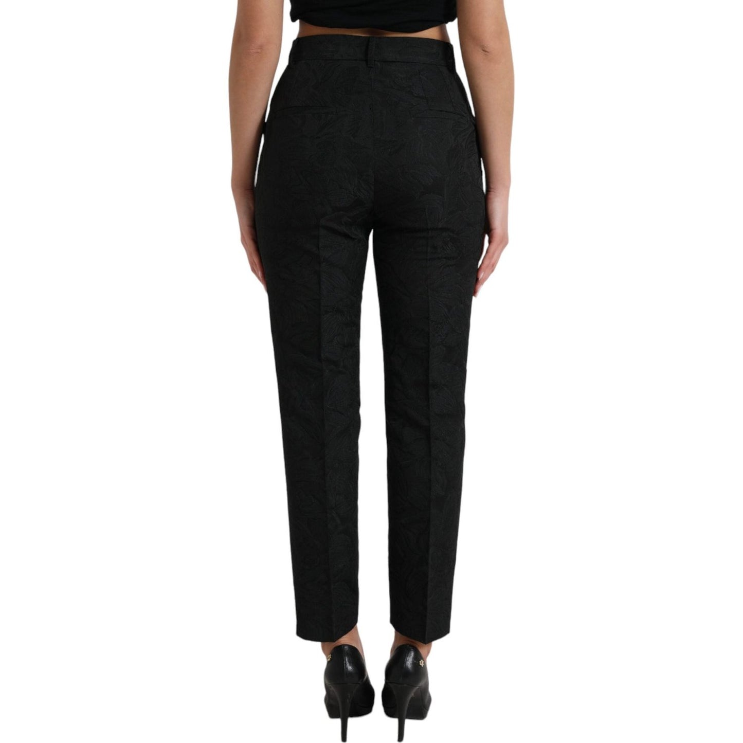 Dolce & Gabbana Black Polyester High Waist Tapered Pants PAN74967-42