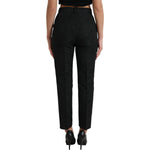 Dolce & Gabbana Black Polyester High Waist Tapered Pants PAN74967-42